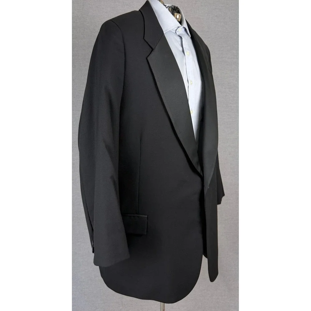 Brooks Brothers Brooksease Black Wool Tuxedo Jacket Peak Lapel 52 R1 USA Made
